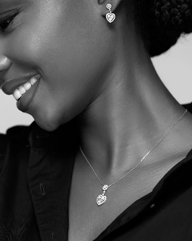 Get The Sparkle You Love At Prices You Adore Drop Heart Moissanite Necklace in 925 Sterling Silver