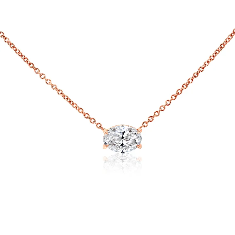 Dazzle In Elegance With Our Biggest Jewelry Sale East-West Oval Solitaire Necklace