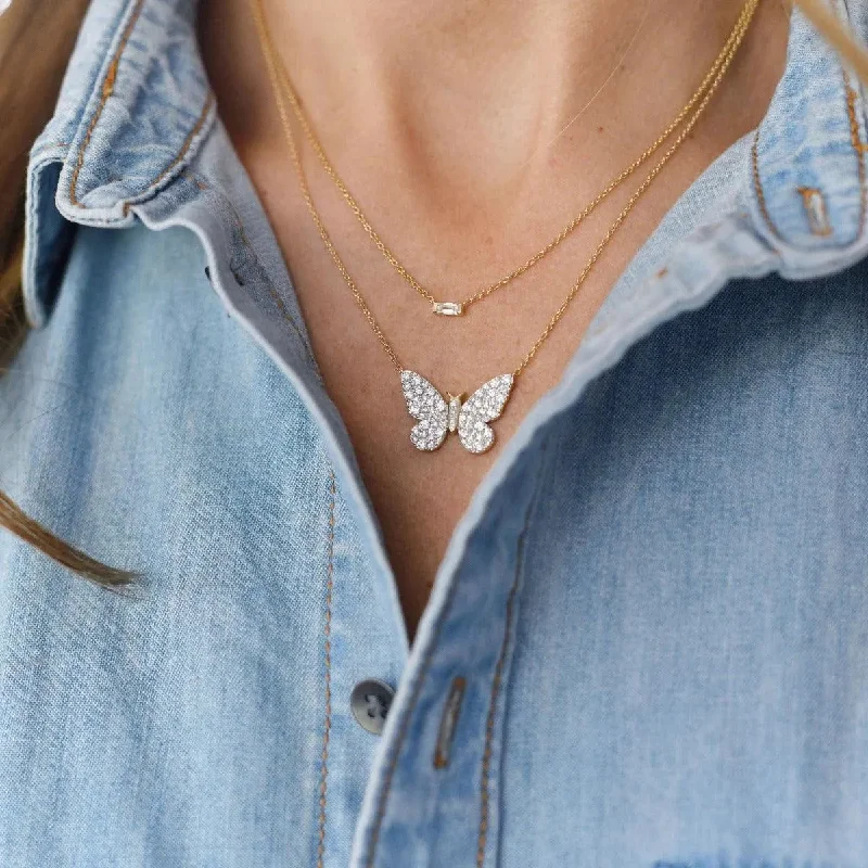 Dazzle In Elegance With Our Biggest Jewelry Sale Solitaire Diamond Baguette Necklace