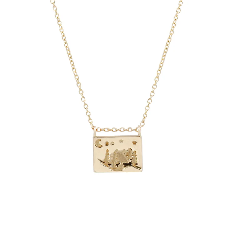 Trendy Minimalist Jewelry For Everyday Wear Forest postcard charm necklace