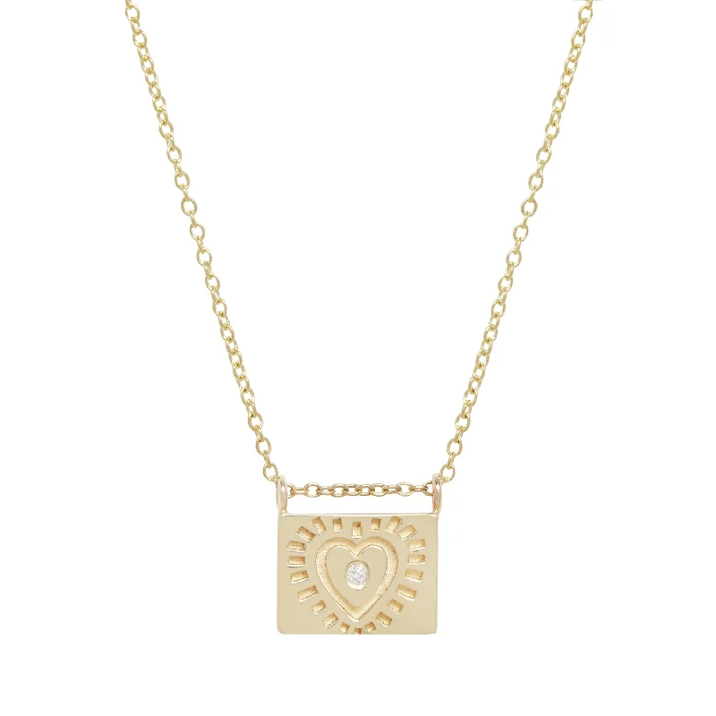 Get Ready To Sparkle – Special Jewelry Discounts Heart postcard charm necklace