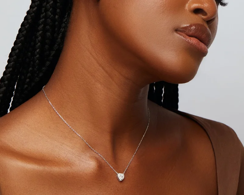 Waterproof Stainless Steel Jewelry For Lasting Beauty Hearts Solitaire Moissanite Necklace -Earrings Set