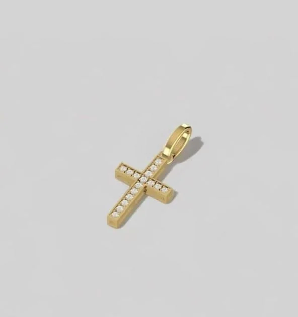 Dainty And Elegant Jewelry Now At Reduced Prices Island Natural Diamond Mini Cross Pendant in 18K Gold