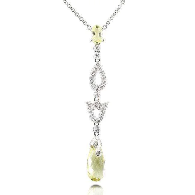 Premium Diamond Jewelry At Once-In-A-Lifetime Discounts Lemon Quartz & Diamond Necklace 1 3/4 Carat (ctw) in 18k White Gold