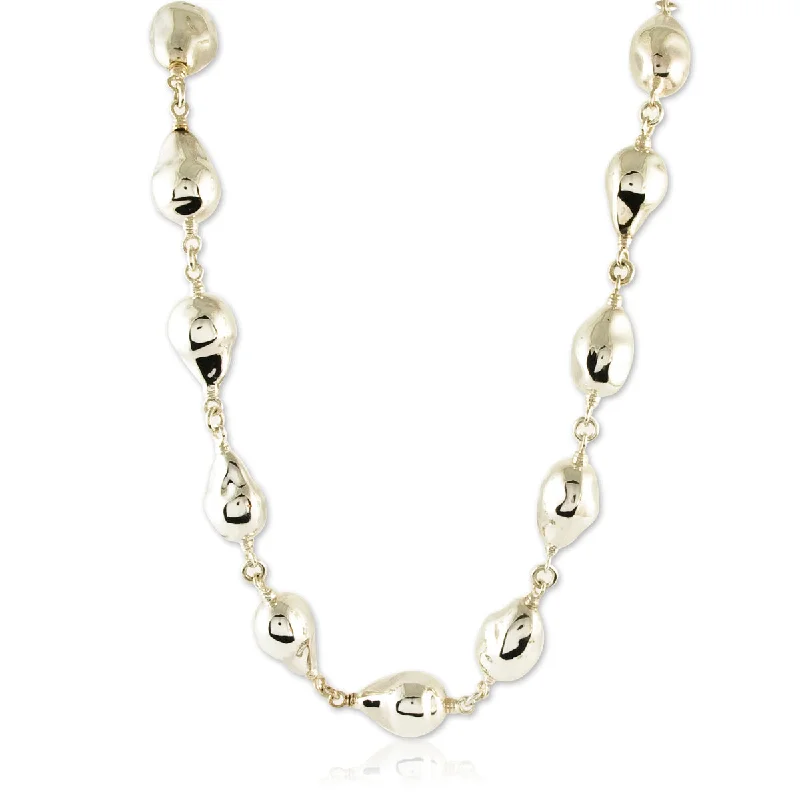 Dainty Floral Jewelry For Feminine Elegance Linked Baroque Pearls in Sterling Silver