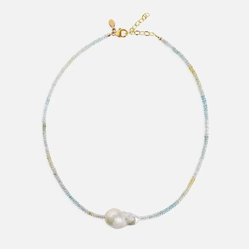 Discounted Luxury Jewelry – Shine Without The Splurge Ombre Aquamarine Baroque Pearl Necklace