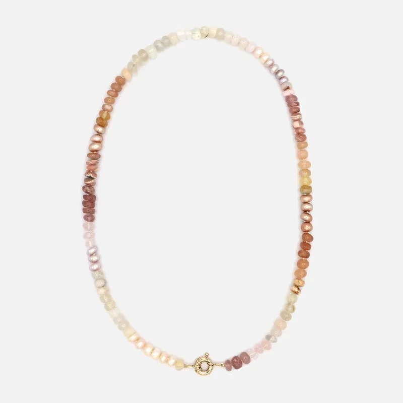 Special Offers On Handcrafted And Designer Jewelry Peach Pearl Cashmere Rainbow Gemstone Necklace