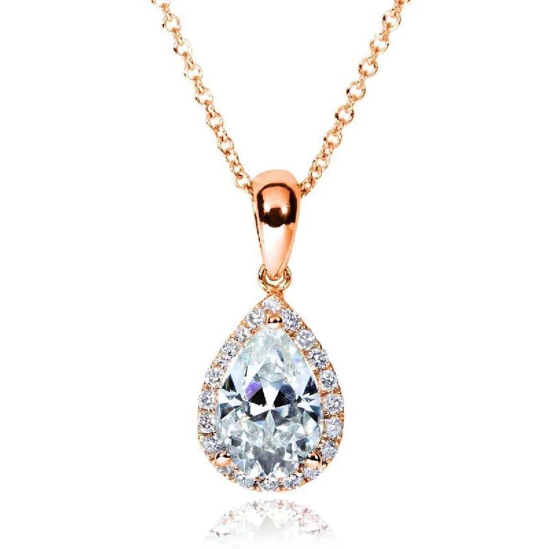 Make Your Outfit Shine With Discounted Jewelry Pear-Shape Moissanite (9mm x 6mm) & Diamond Necklace 14K Gold
