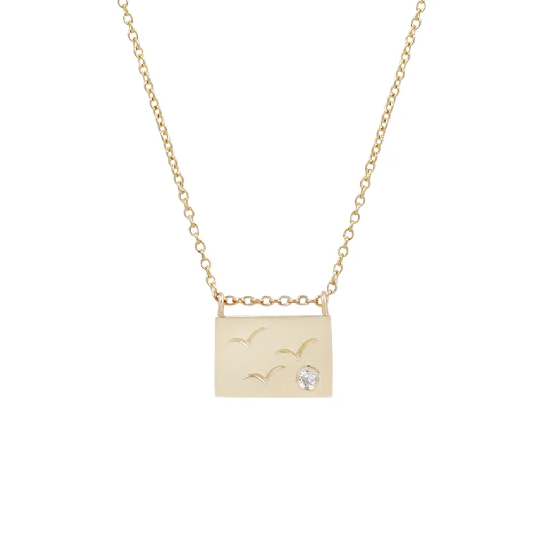 Modern Statement Jewelry For Bold Styling Birds postcard charm necklace