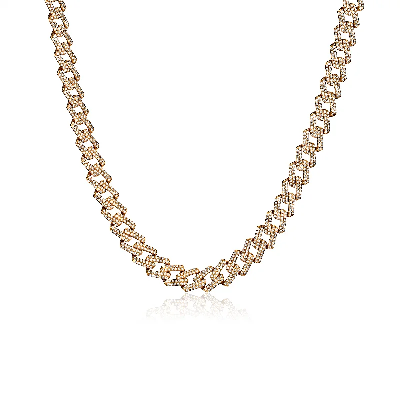 Glamorous Jewelry, Glamorous Deals – Shop Now Prong Cuban 8mm Natural Diamond Necklace In 18karat Gold