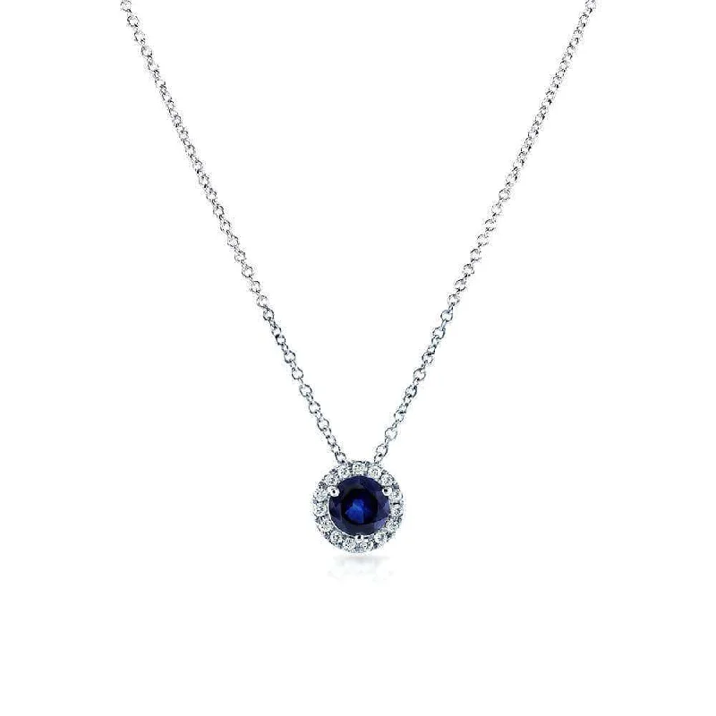 Limited-Time Jewelry Discounts – Shine Without The Splurge Round Blue Sapphire and Diamond Halo Necklace 4/5 Carat (ctw) in 14k White Gold Limited-Time Jewelry Discounts – Shine Without The Splurge Round Blue Sapphire and Diamond Halo Necklace 4/5 Carat (ctw) in 14k White Gold