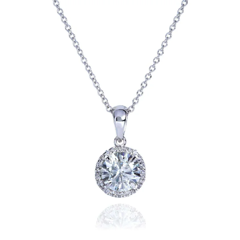 Get The Jewelry You Love At A Price You Love Round Moissanite and Diamond Necklace 1 1/10 CTW 14k Gold Get The Jewelry You Love At A Price You Love Round Moissanite and Diamond Necklace 1 1/10 CTW 14k Gold
