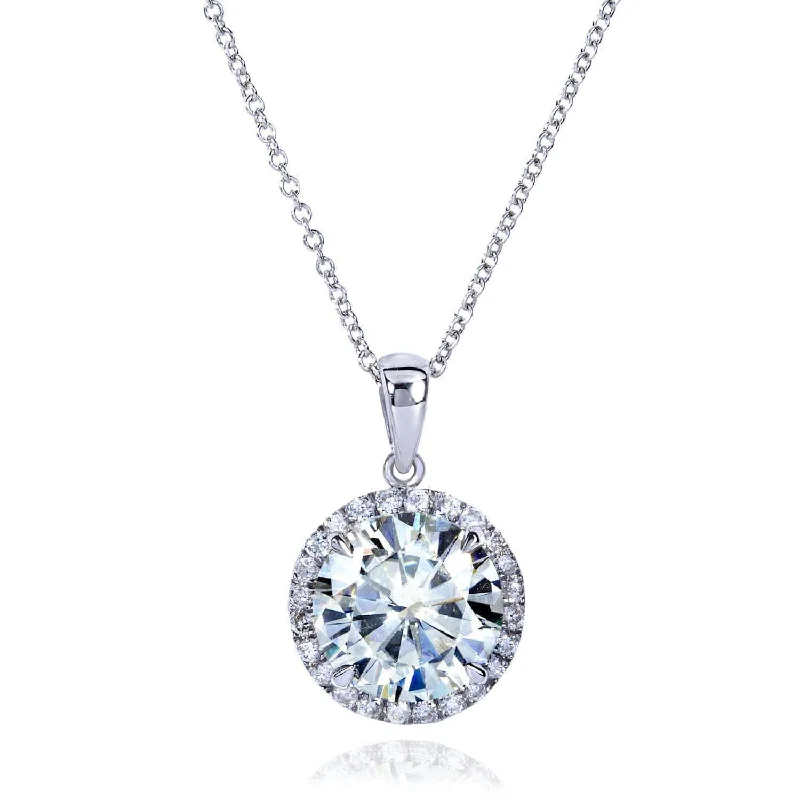 Sparkle On A Budget – Fine Jewelry For Less Round Moissanite and Diamond Necklace 3 1/3 CTW 14k Gold