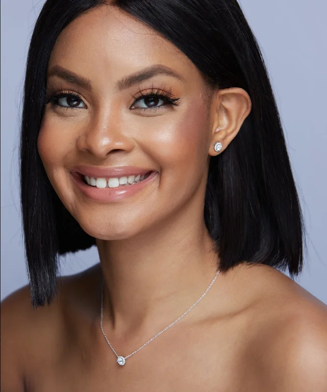 Limited-Time Offer On Elegant Jewelry Pieces Round Solitaire Moissanite Necklace -Earrings Set