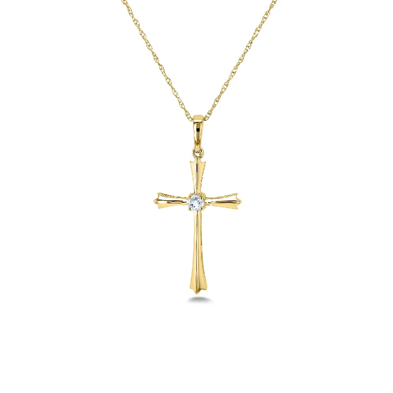 Timeless Jewelry At Special Discount Rates Solitaire Diamond Cross Pendant Flared Arms in 10k Gold