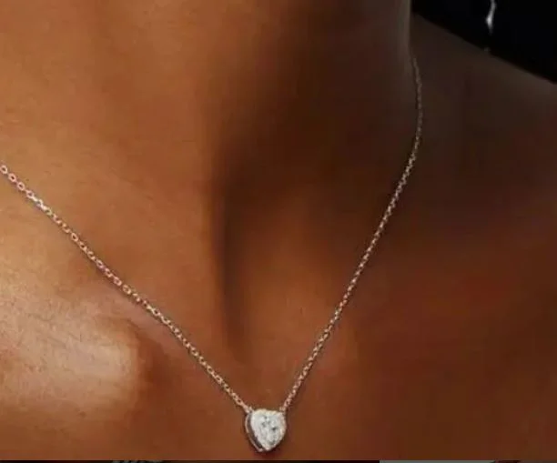 Jewelry Sale – Exclusive Styles At Lower Prices Solitaire Heart Cut Moissanite Necklace in 925 Sterling Silver