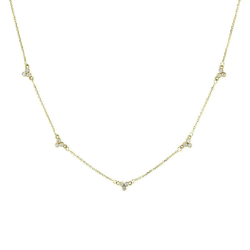Big Discounts On Elegant Jewelry Collections Tri-Bezel Diamond Station Necklace