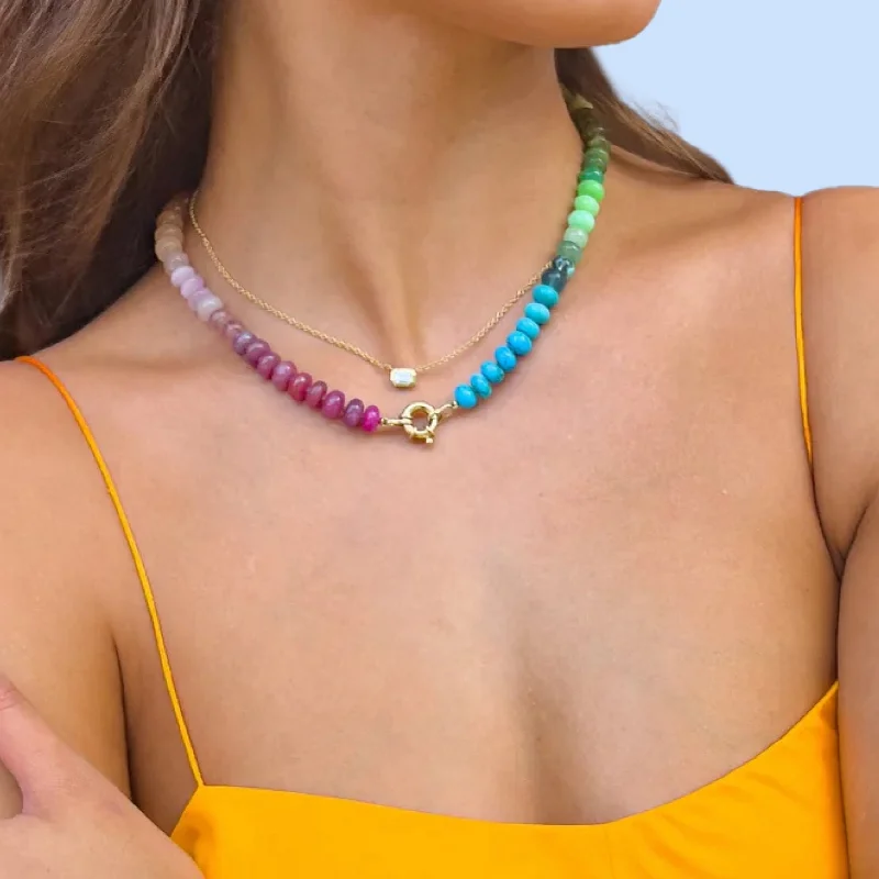 Shop Trending Jewelry With Exclusive Savings Tropical Luminous Rainbow Gemstone Necklace