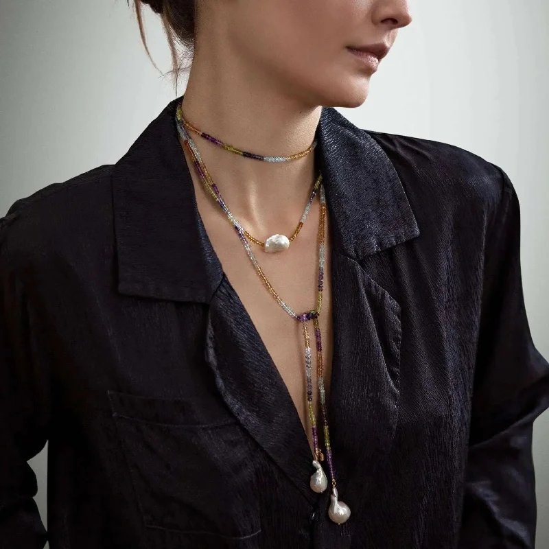 Don't Miss These Dazzling Jewelry Discounts Water Ice Diamond Baroque Pearl Lariat