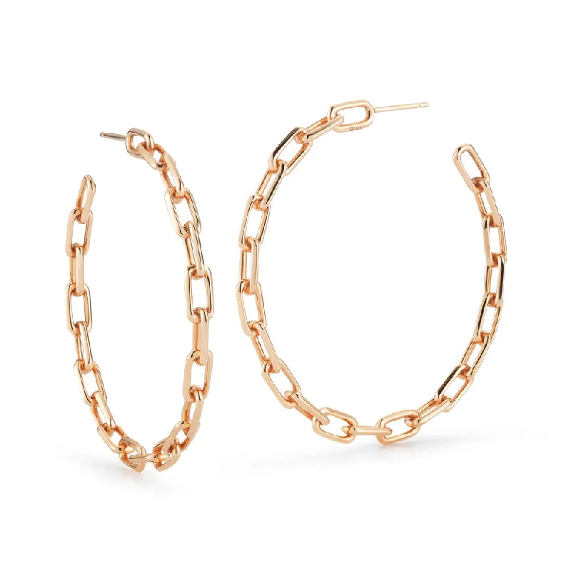 Unique Jewelry For Less – Shop The Sale Now SAXON 18K 2" CHAIN LINK HOOP EARRINGS