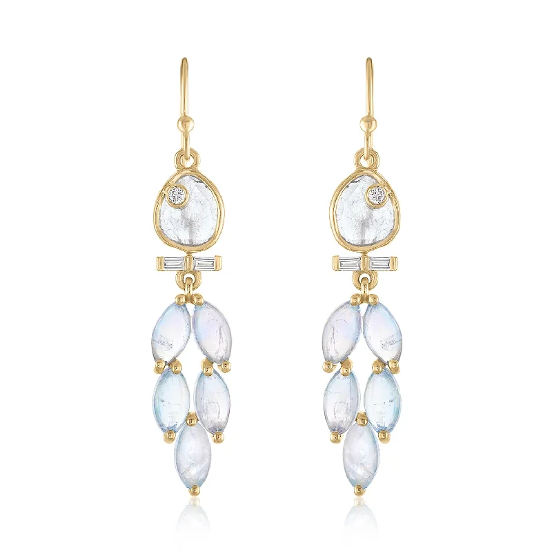 Personalized Jewelry At Special Discount Rates ALINA DIAMOND AND MOONSTONE EARRINGS