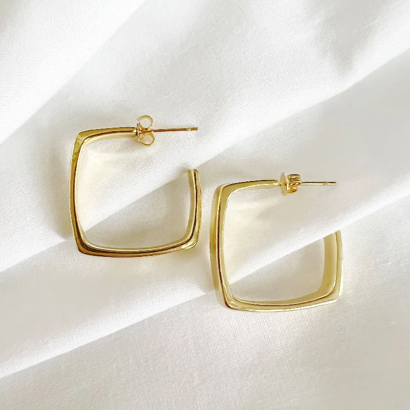 High-Quality Jewelry At A Fraction Of The Cost Aries Geometric Square Gold Filled Hoop Earrings