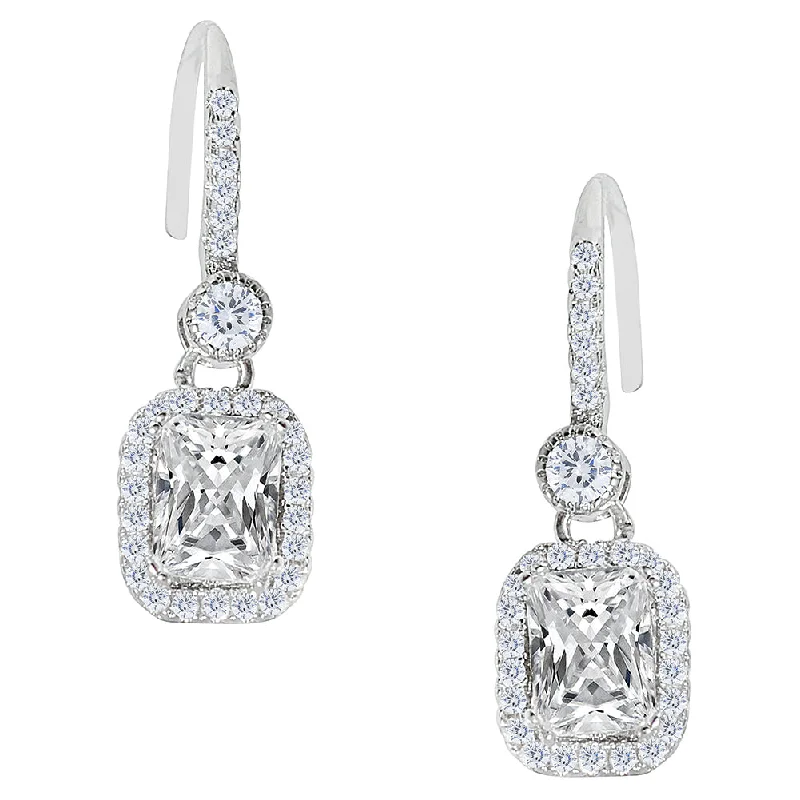 Personalized Jewelry Sale – Unique Gifts At Low Prices Athena 18k White Gold Plated Halo Drop Earrings with Simulated Diamond Crystals