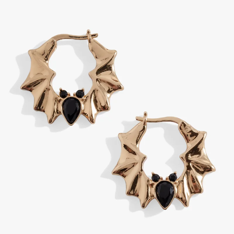 Elegant Designs, Unbeatable Discounts – Shop Jewelry Now Crystal Bat Hoop Earrings