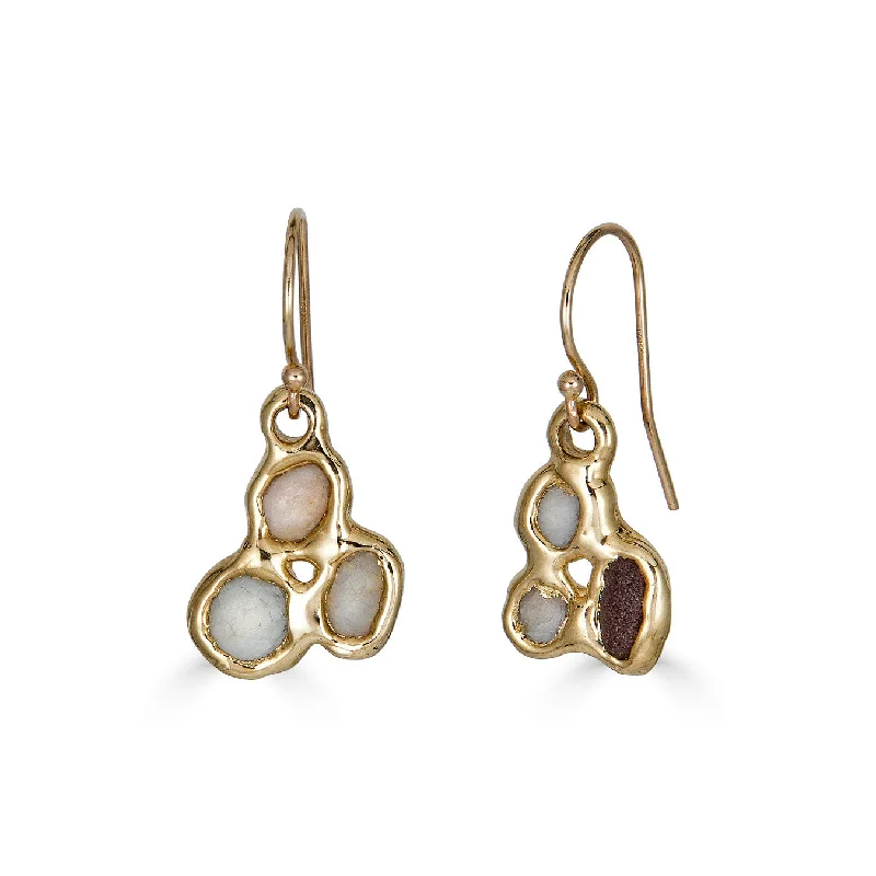 Luxury Jewelry At Unbeatable Discounts Beach Stone Trio Earrings, 14k