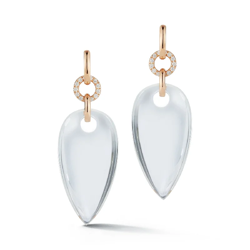 Stunning Jewelry At A Fraction Of The Price BELL 18K DIAMOND, AND ROCK CRYSTAL PEAR SHAPE EARRINGS