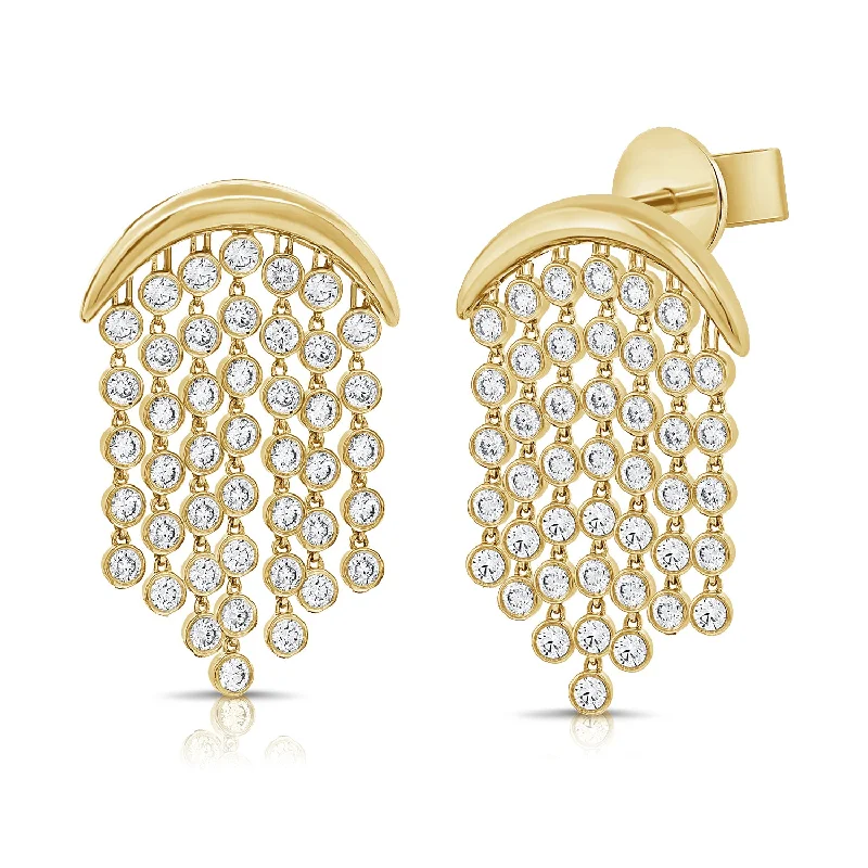 Jewelry Clearance – Final Chance To Save Big Bezel Half-Moon Cascade Earrings