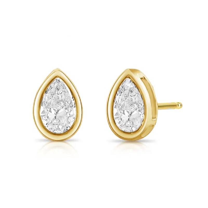 Luxury Meets Affordability – Jewelry Sale Live Now Bezel Set 3ctw Pear Cut Lab Diamond Studs (PAIR) - IGI Certified