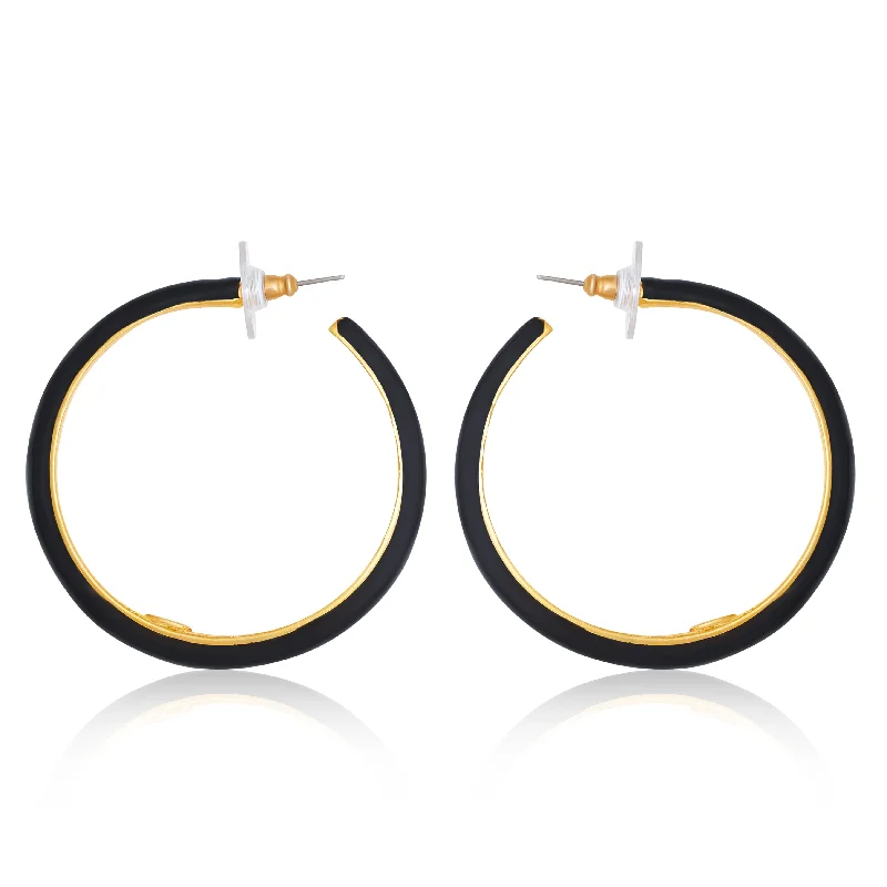 Modern Statement Jewelry For Bold Styling Black and Gold Hoop Earrings