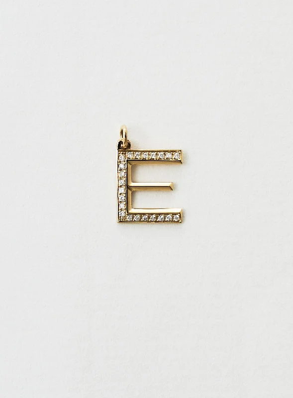 Sparkle More For Less – Jewelry Sale Happening Now Diamond Letter E 18K Gold Necklace or Pendant w. Diamond