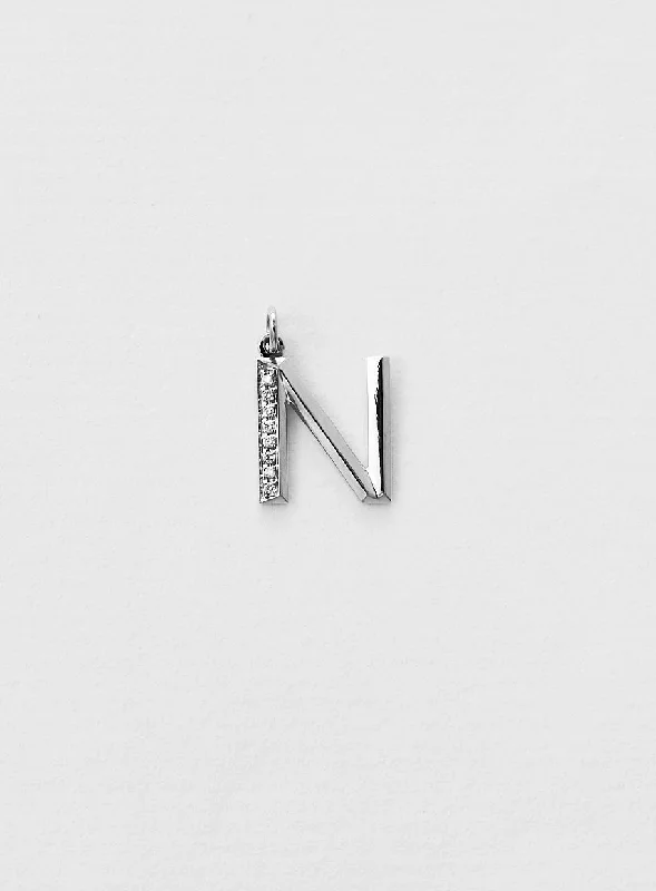 Premium Jewelry Now Available At Special Discounts Diamond Letter N 18K Whitegold Necklace or Pendant w. Diamond Premium Jewelry Now Available At Special Discounts Diamond Letter N 18K Whitegold Necklace or Pendant w. Diamond