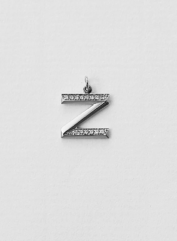 Waterproof Stainless Steel Jewelry For Lasting Beauty Diamond Letter Z 18K Whitegold Necklace or Pendant w. Diamond Waterproof Stainless Steel Jewelry For Lasting Beauty Diamond Letter Z 18K Whitegold Necklace or Pendant w. Diamond