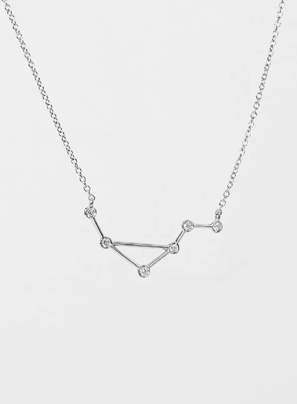 Don't Miss Out On Jaw-Dropping Jewelry Discounts Star Sign Libra 18K Whitegold Necklace w. Diamond