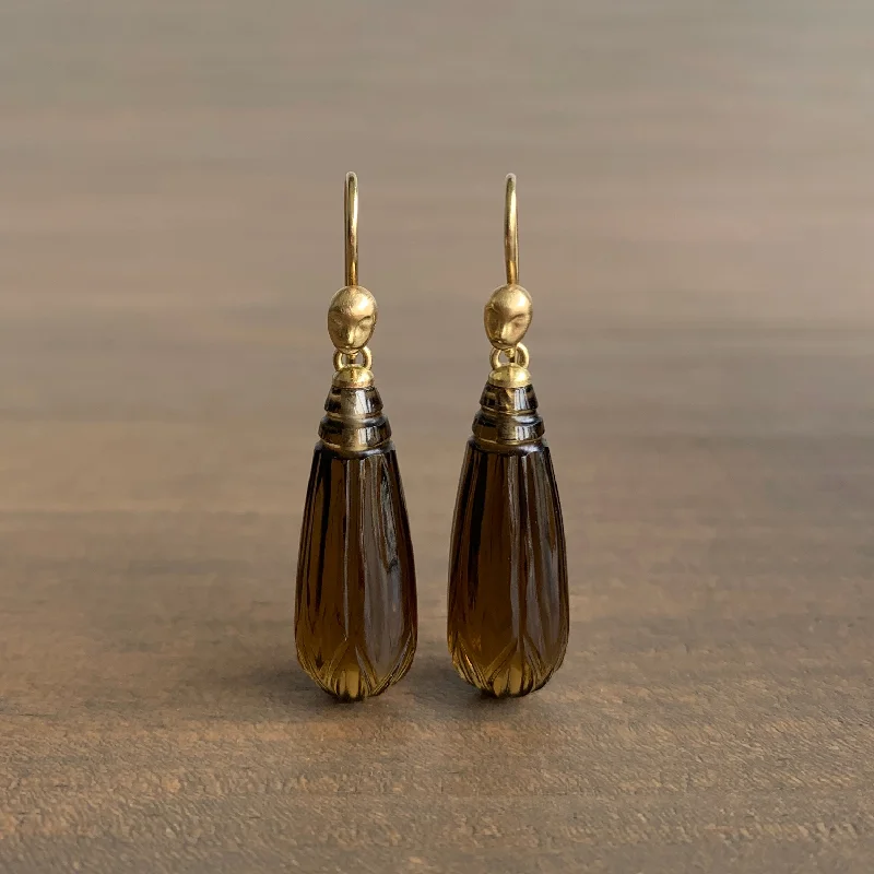 Discounted Luxury Jewelry – Shine Without The Splurge Bourbon Quartz Figurehead Cameo Earrings