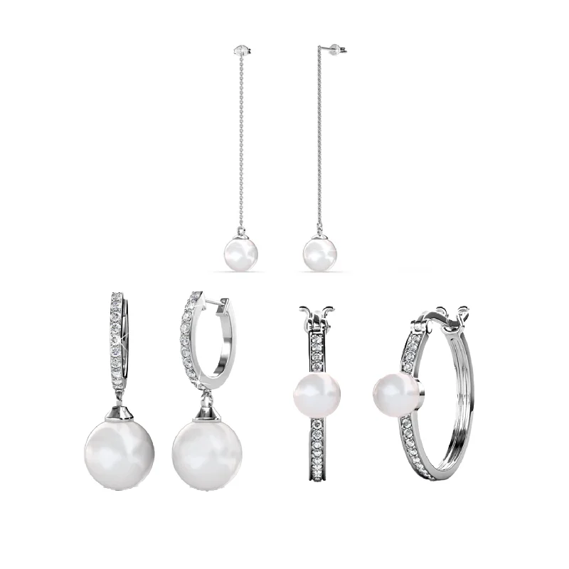 Shop Dazzling Jewelry At The Best Prices Cate & Chloe Earrings Pack of 3 - Nyla, Daphne, Aspen 18k White Gold Plated Earrings for Women
