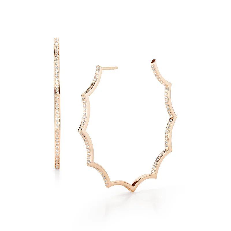 Glamorous Jewelry, Glamorous Deals – Shop Now CLIVE 18K DIAMOND SCALLOPED HOOP EARRING