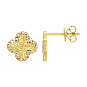 Grab Stylish Jewelry Before The Sale Ends Clover Diamond Fluted Studs