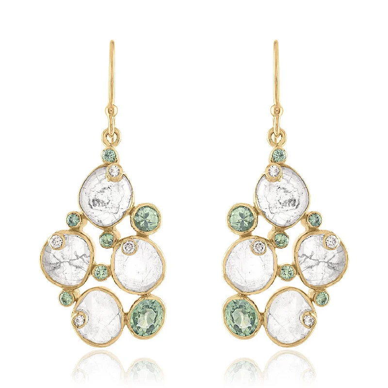 Exclusive Jewelry Sale – Shine For Less SITARA CLUSTER EARRINGS WITH DIAMOND SLICES AND SAPPHIRES
