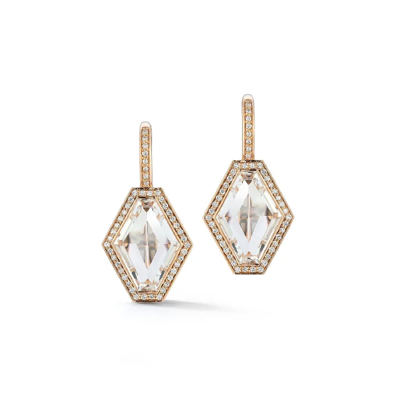 Special Jewelry Deals – Upgrade Your Collection BELL 18K DIAMOND AND ROCK CRYSTAL HEXAGON EARRINGS