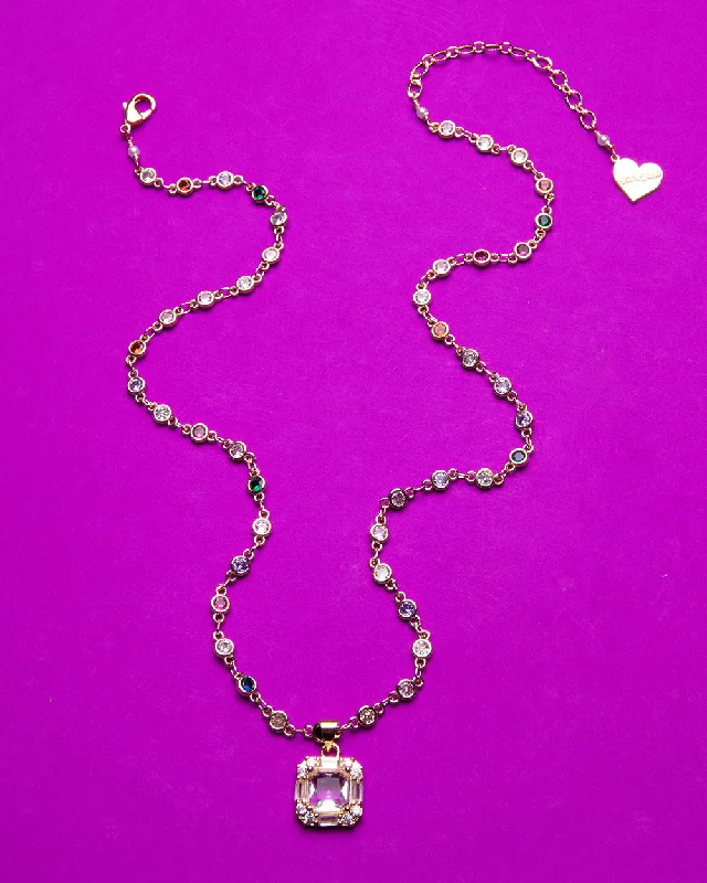 Shop Dazzling Jewelry At The Best Prices Cushion Cut Rainbow Cubic Necklace