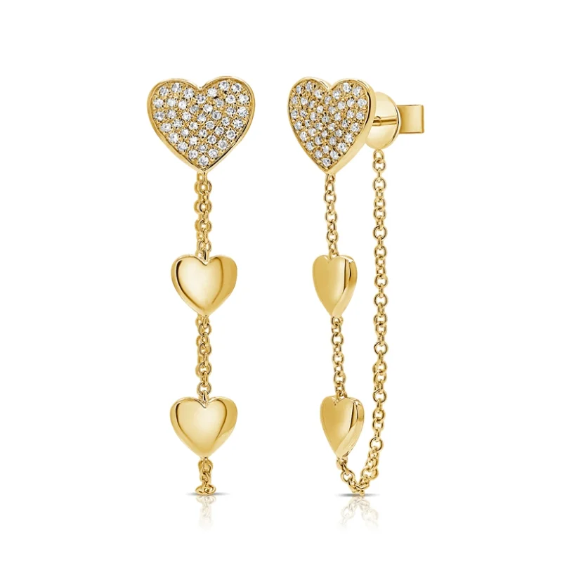Clearance Sale On High-End Jewelry Collections Diamond Hearts everyday Drop Chain Earrings