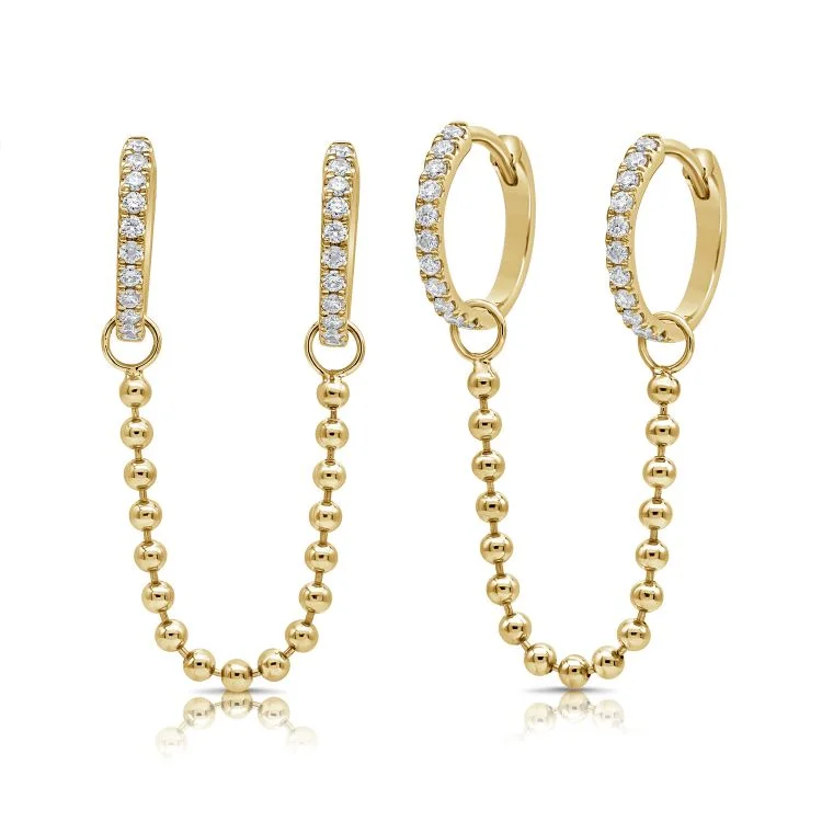 Elegant Jewelry Pieces At Unbelievable Prices Diamond Huggies with Ball Chain Drop