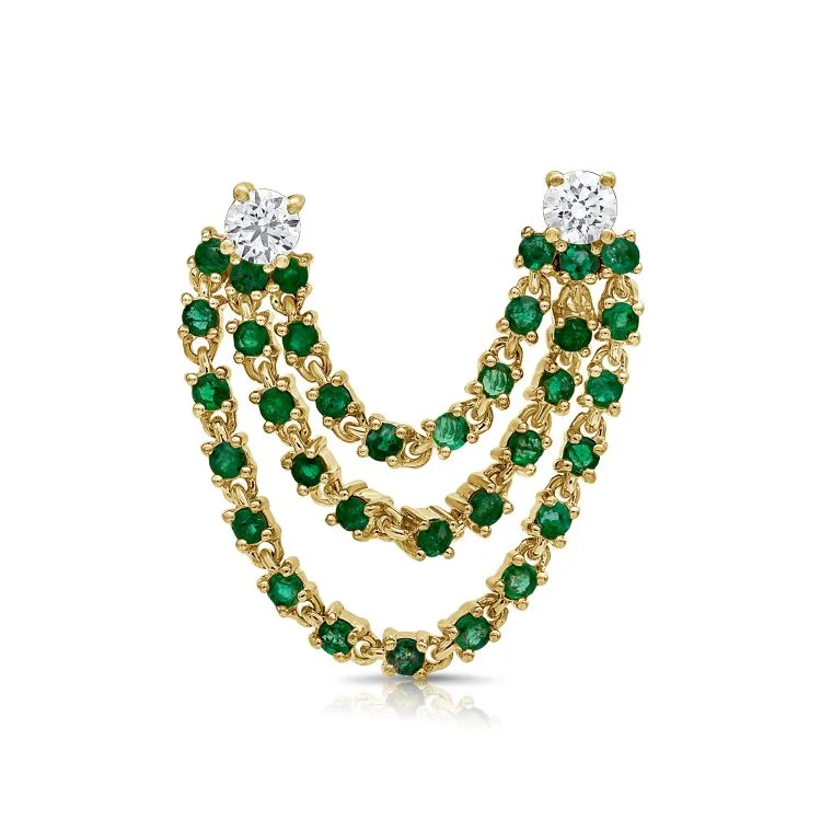 Stunning Jewelry At A Fraction Of The Price Double Drop Emerald Diamond Studs