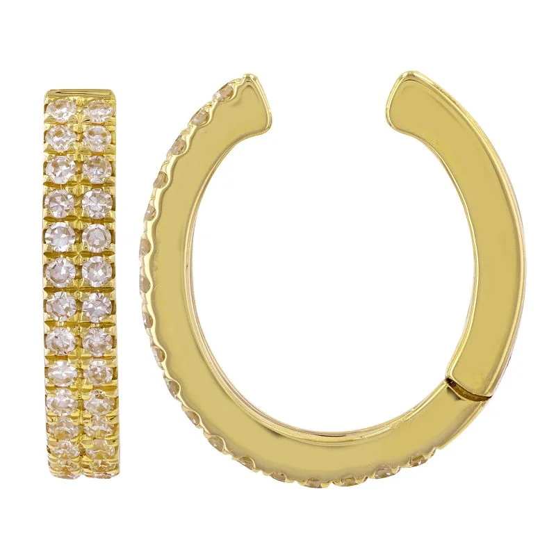 Luxury Jewelry At Unbeatable Discounts Double Row Diamond Pave Ear Cuff