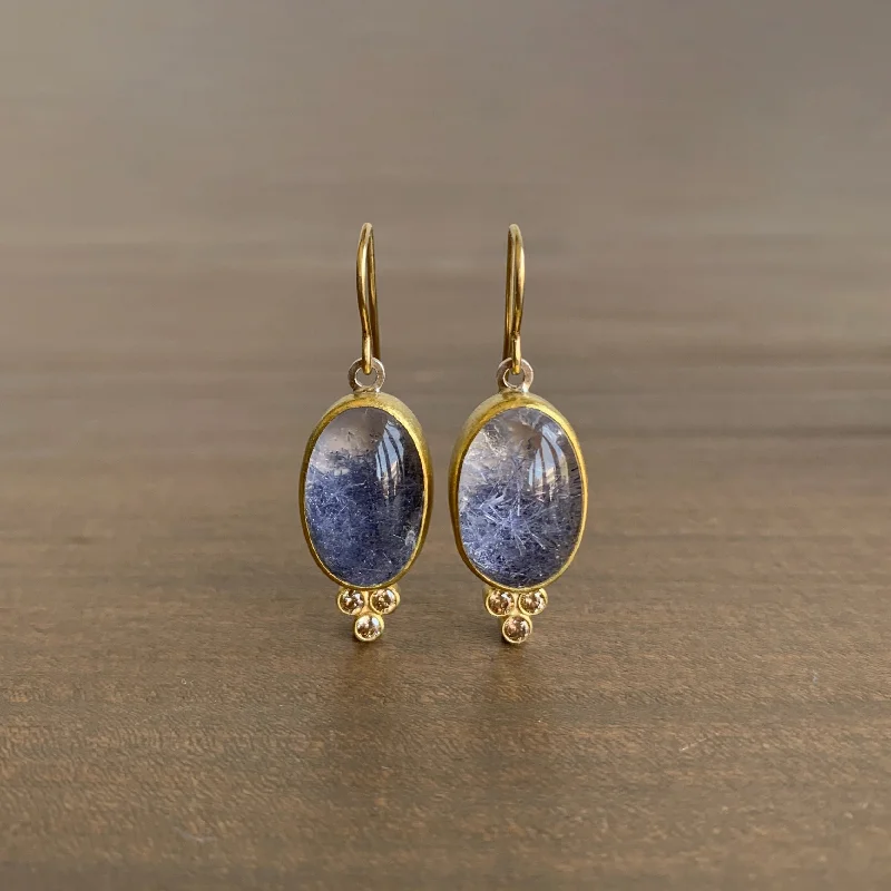 Handcrafted Beauty At Affordable Prices Dumortierite Quartz & Diamond Earrings
