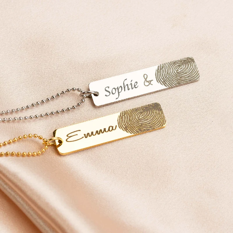 Versatile Layering Jewelry For Effortless Chic Fingerprint Bar Name Necklace